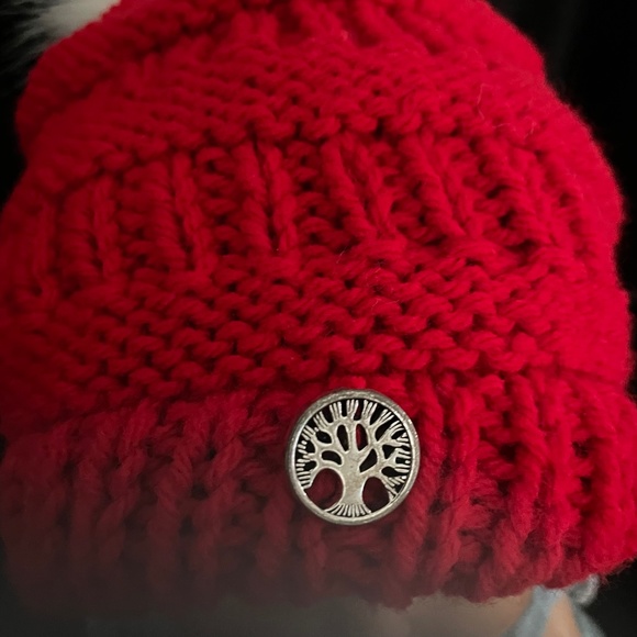 Red C.C. Beanie Knitted Hat - Picture 3 of 3